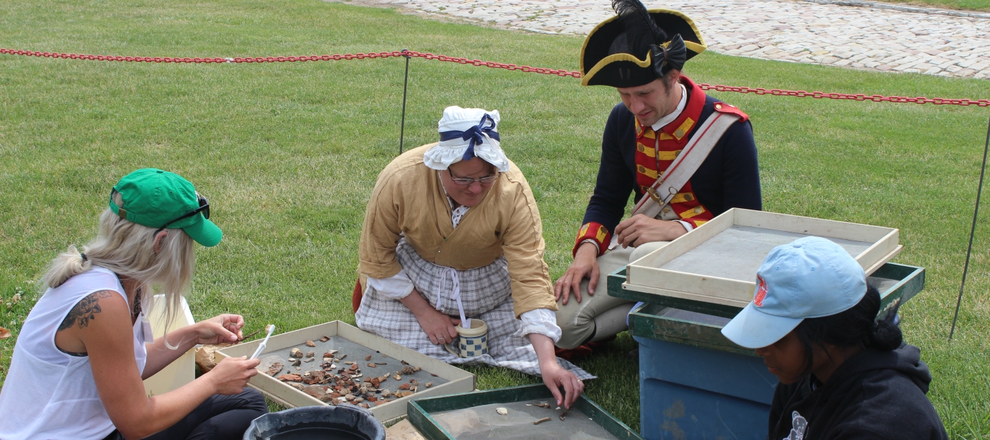Buffalo State Students and reenactors at Old Fort Niagara